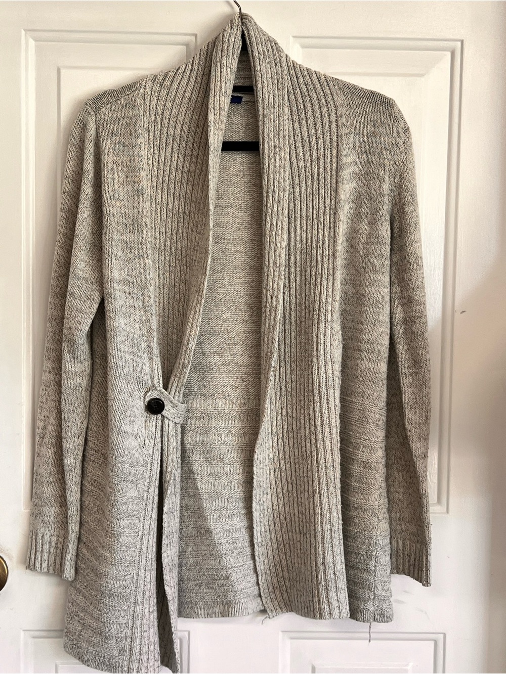 Light Gray Open-Front Ribbed Cardigan
